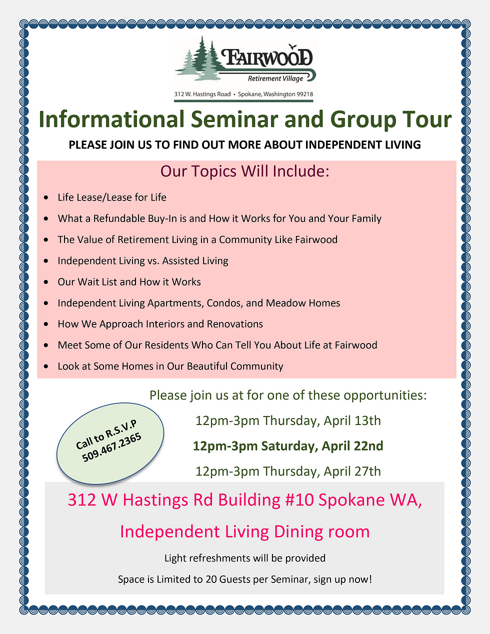Information Seminars and Group Tours Advertisement
