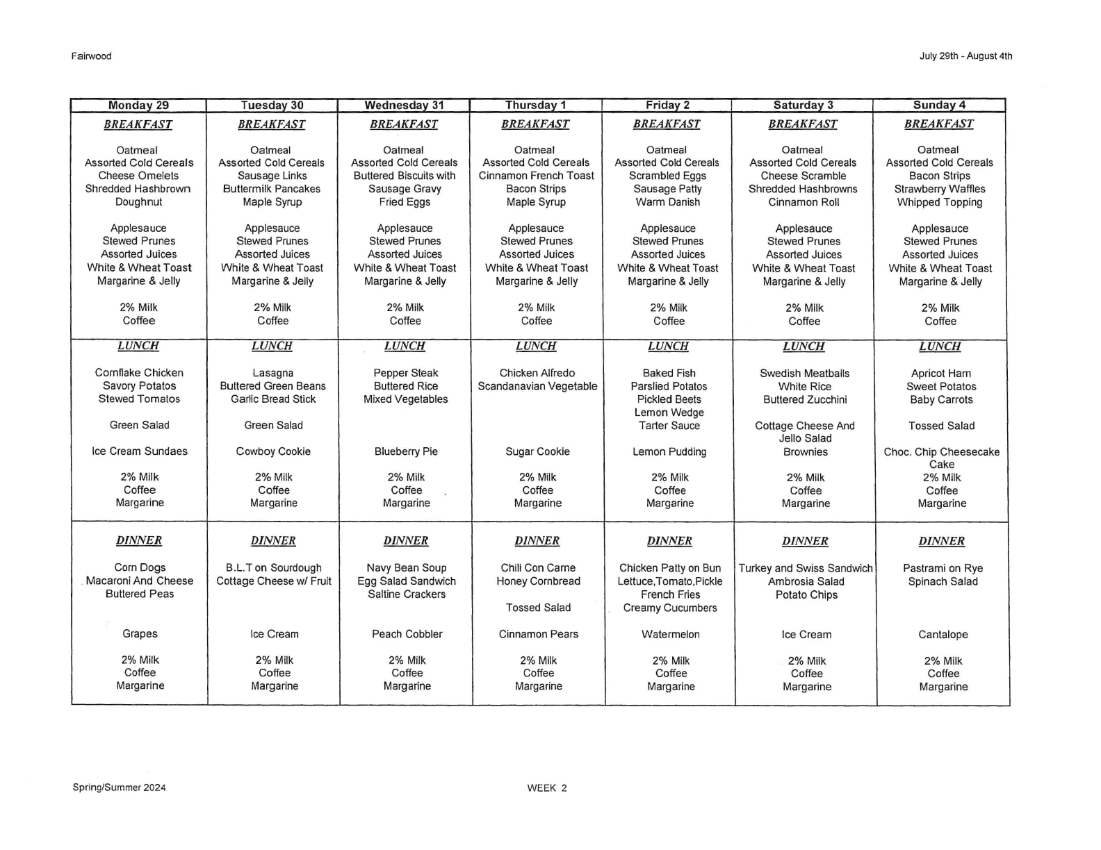 fairwood menu