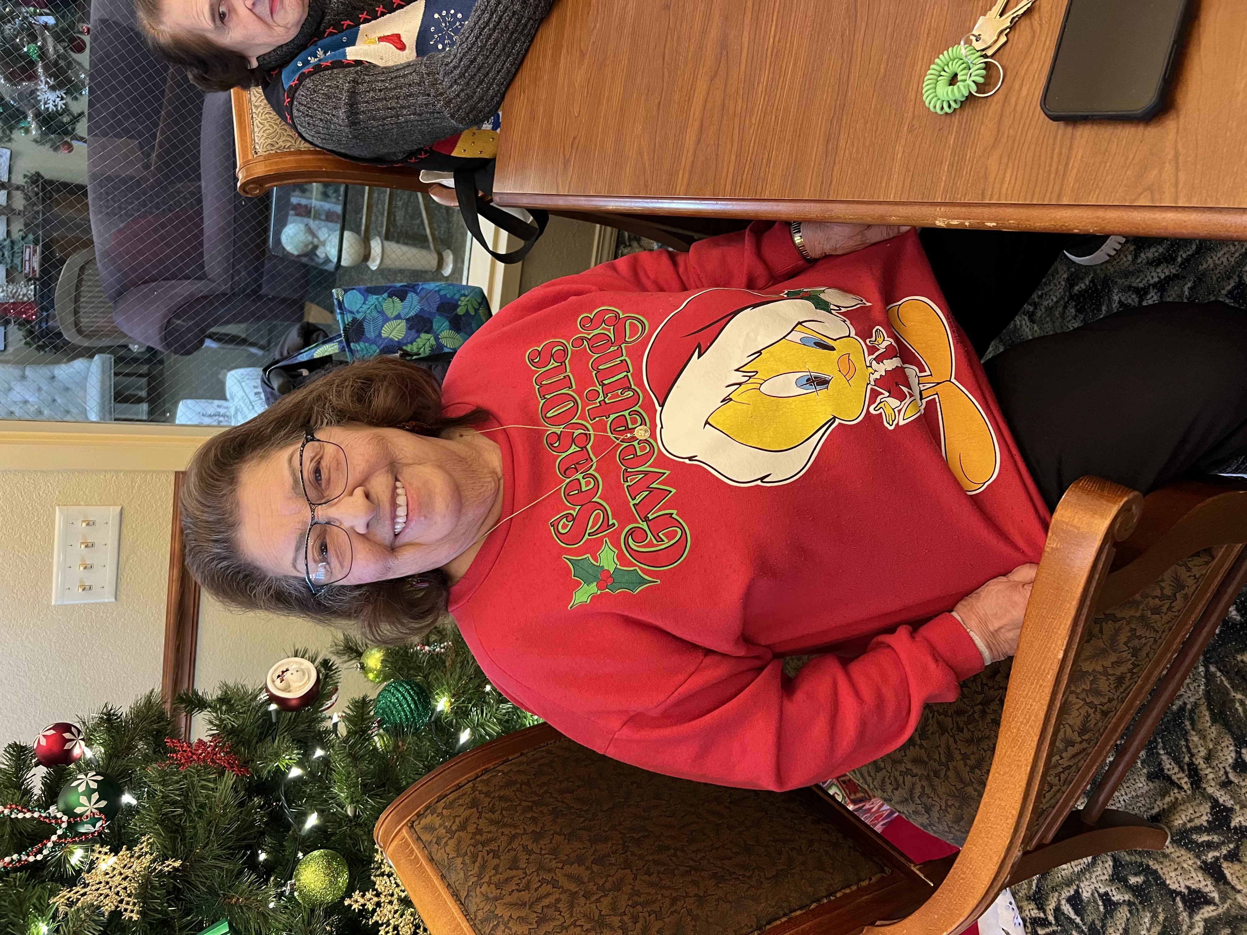 Woman at Christmas party