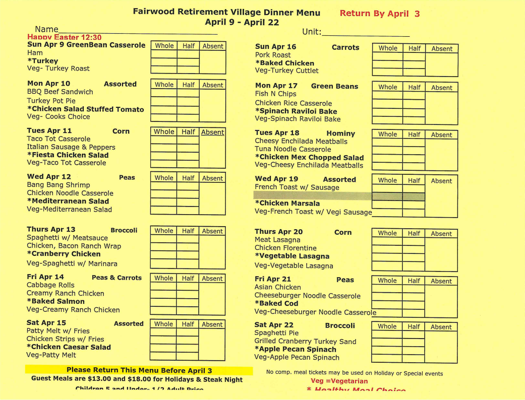 fairwood menu