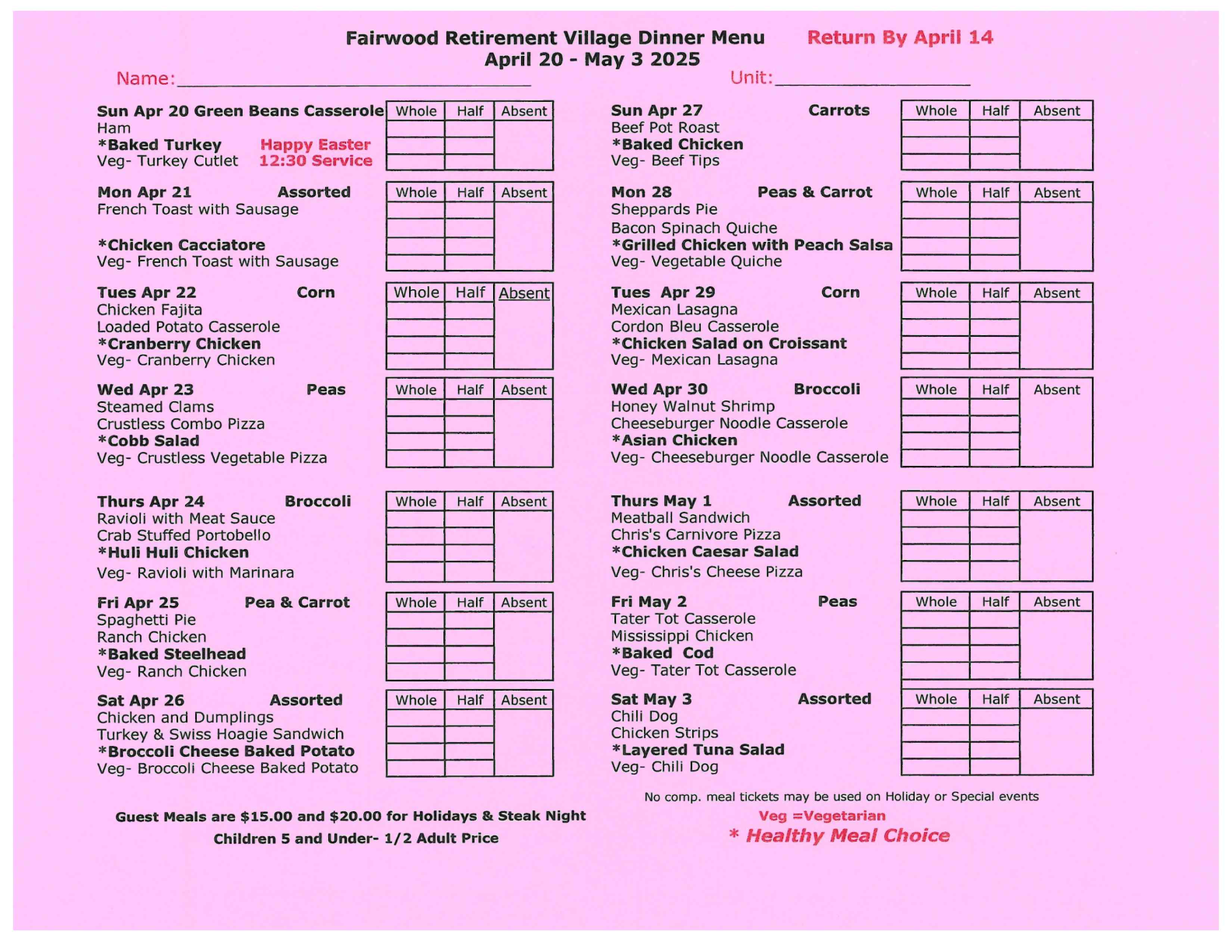 fairwood menu